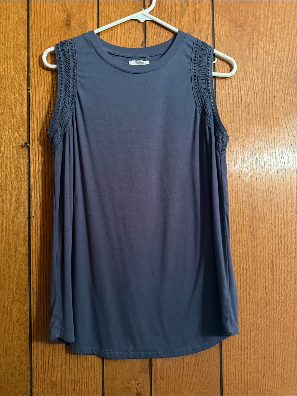 Maurices Slate Blue Crochet-Trim Sleeveless Tank